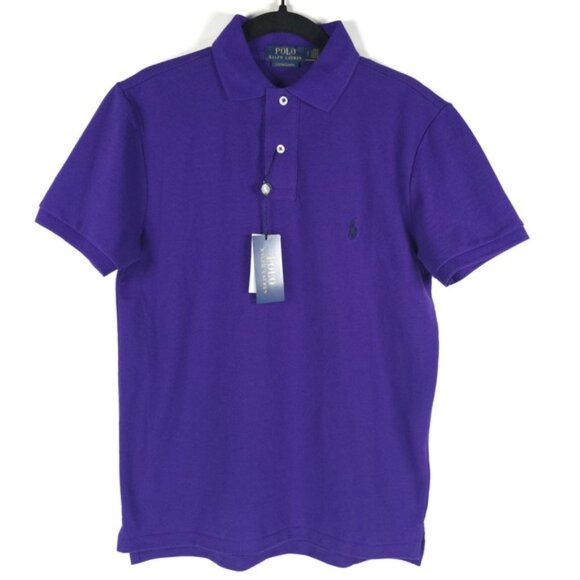 NWT POLO RALPH LAUREN CUSTOM SLIM FIT Dark Purple Mesh Polo Shirt Size S -  Shirts